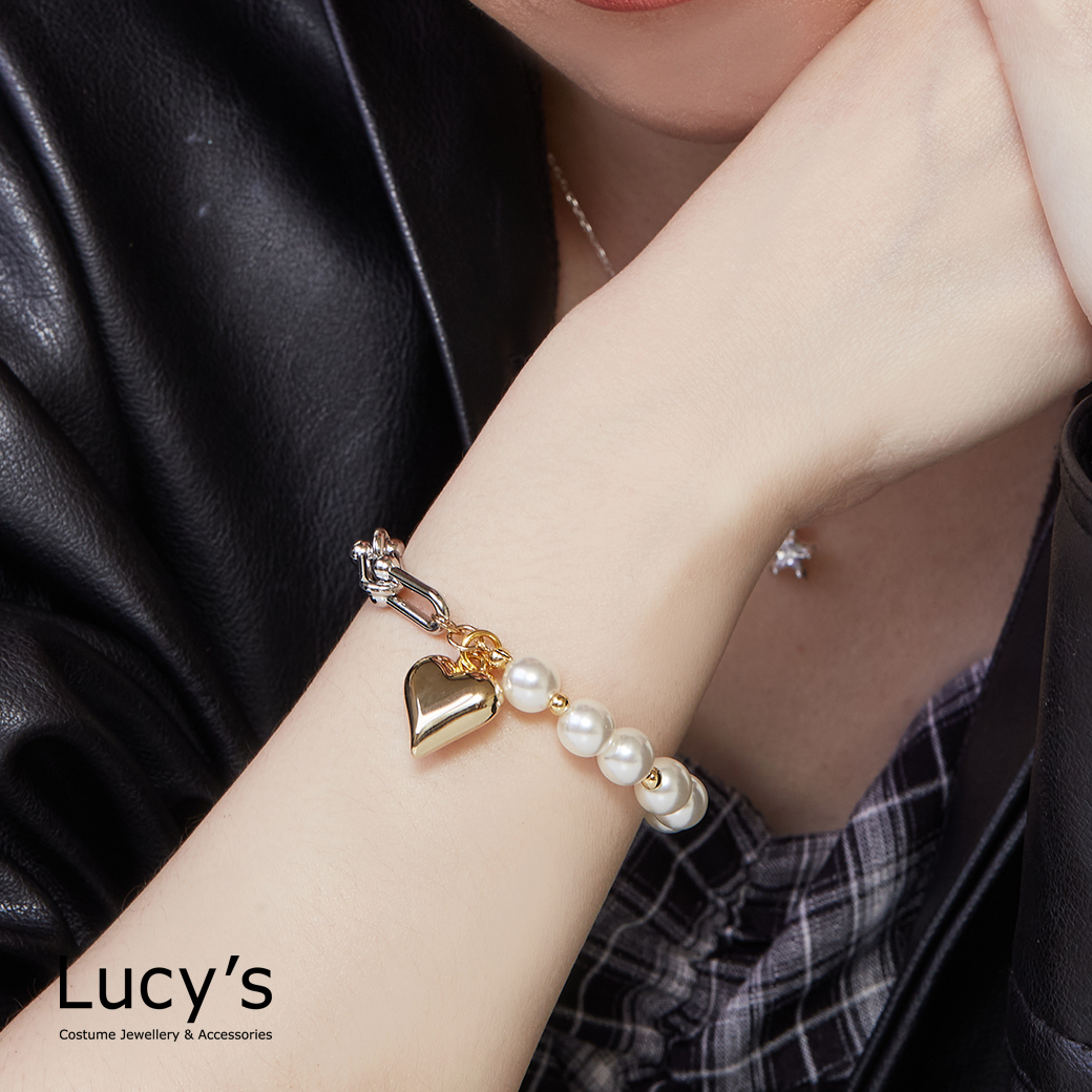 珠光心鏈 抽繩手鍊 (128041)