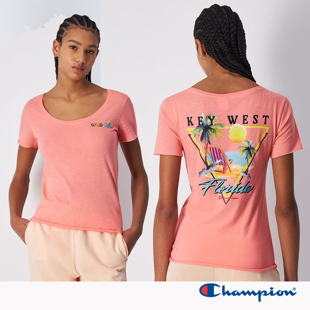 女款-LEGACY U領LOGO印花綿短袖TEE-粉紅色(117379-PS093)