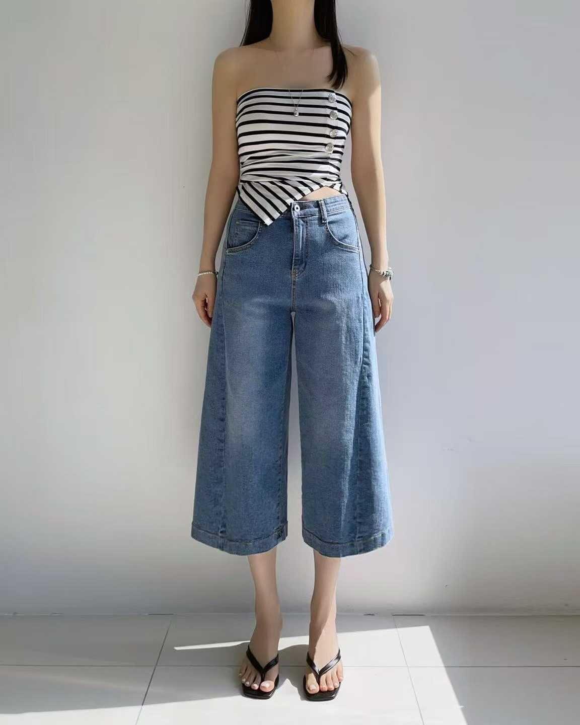 HL3055 質感百搭顯瘦8分牛仔褲