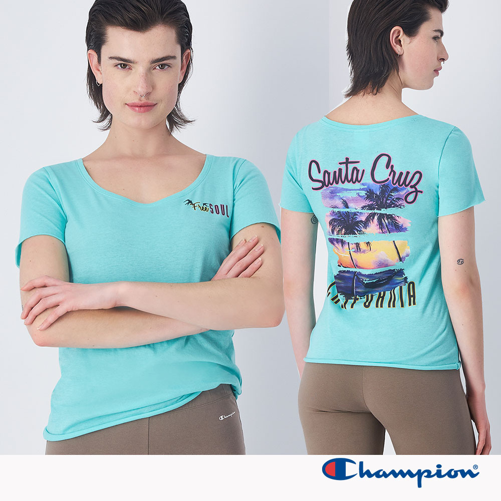 女款-LEGACY U領LOGO印花綿短袖TEE-淺綠色(117379-BS049)