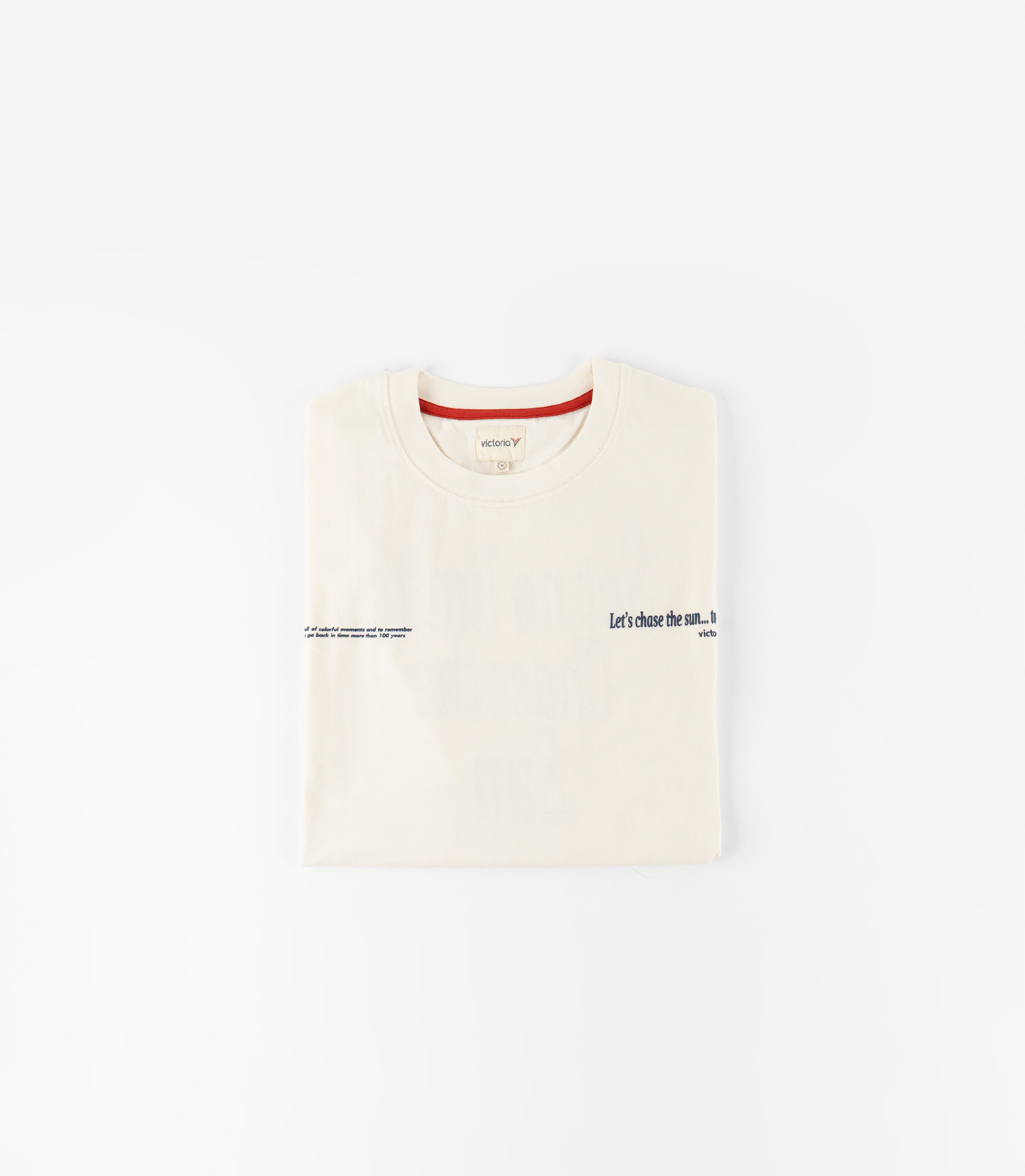 Victoria 男女款純棉短袖T恤(米白)