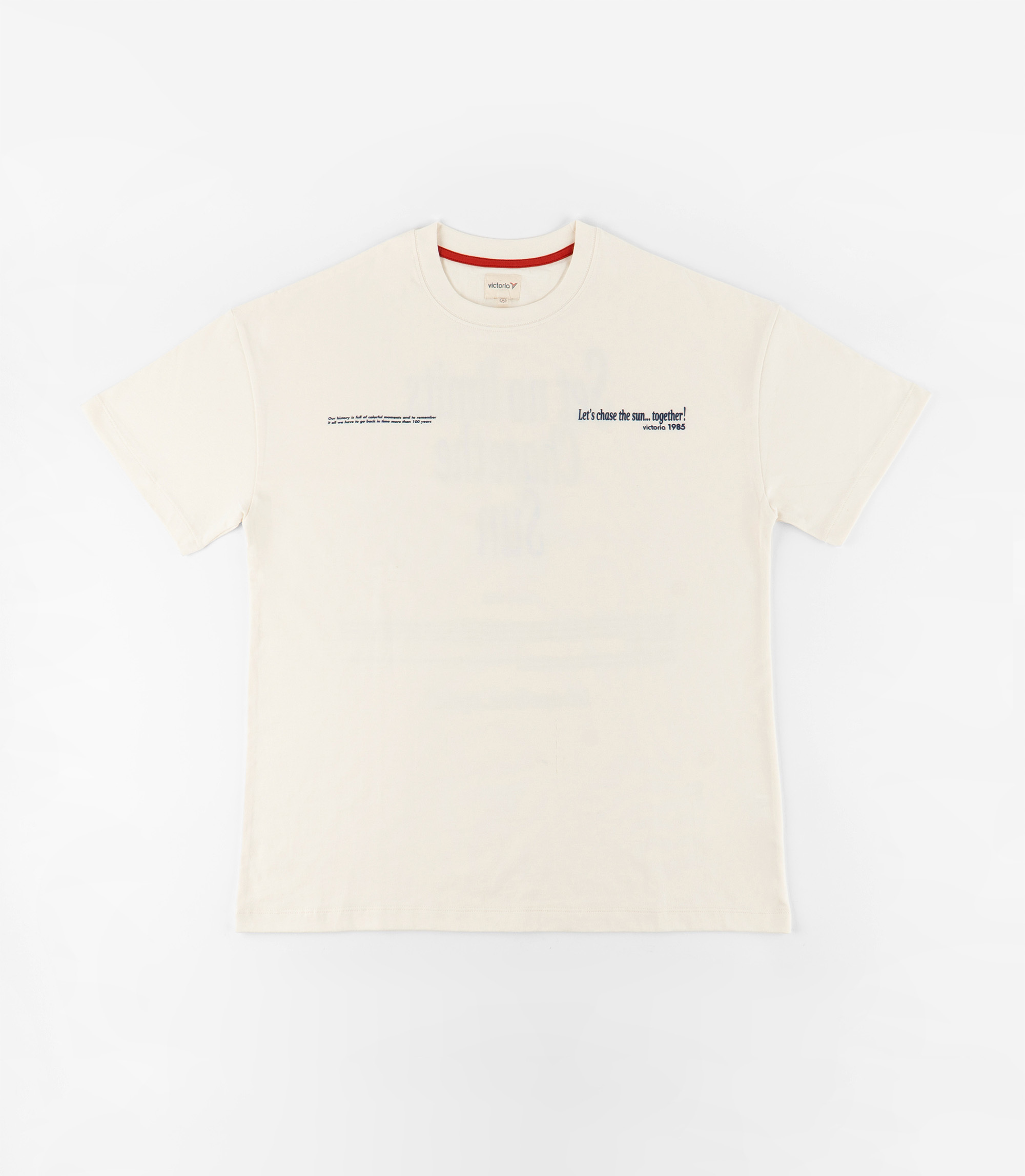 Victoria 男女款純棉短袖T恤(米白)