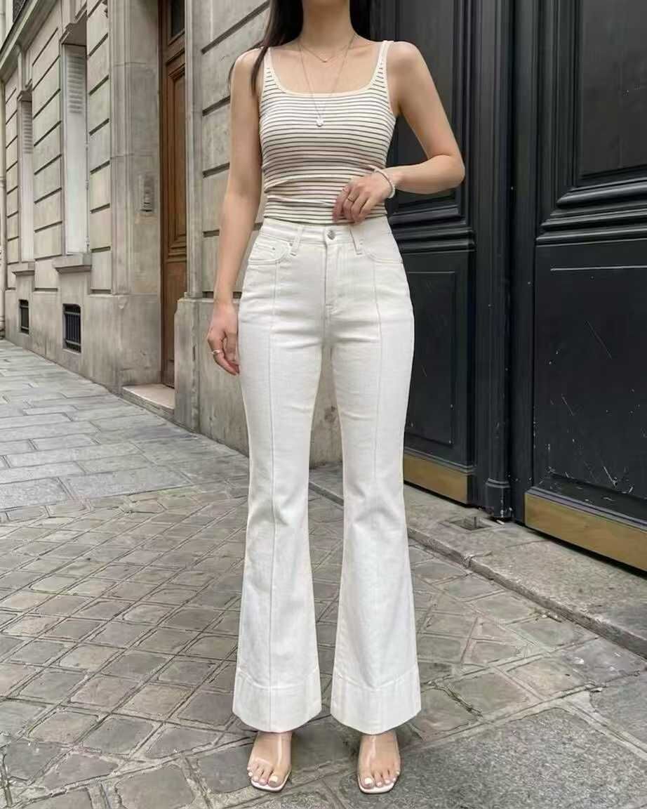 HL6092 魚骨明車線喇叭牛仔褲