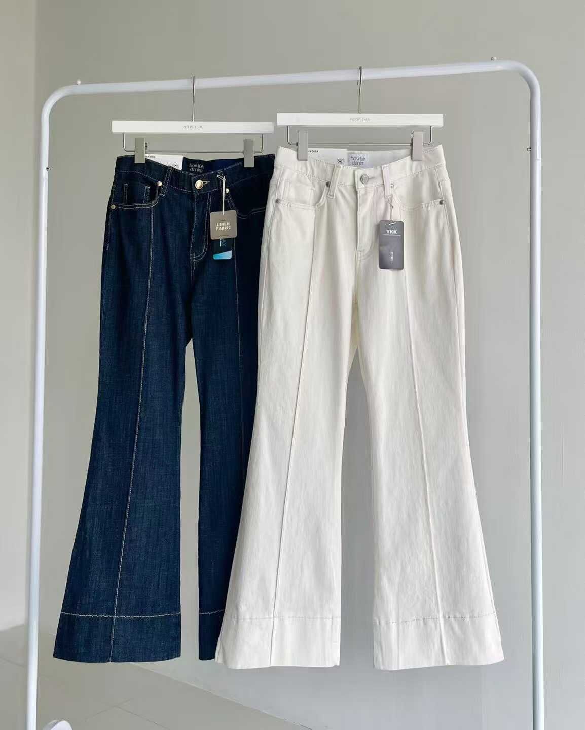 HL6092 魚骨明車線喇叭牛仔褲