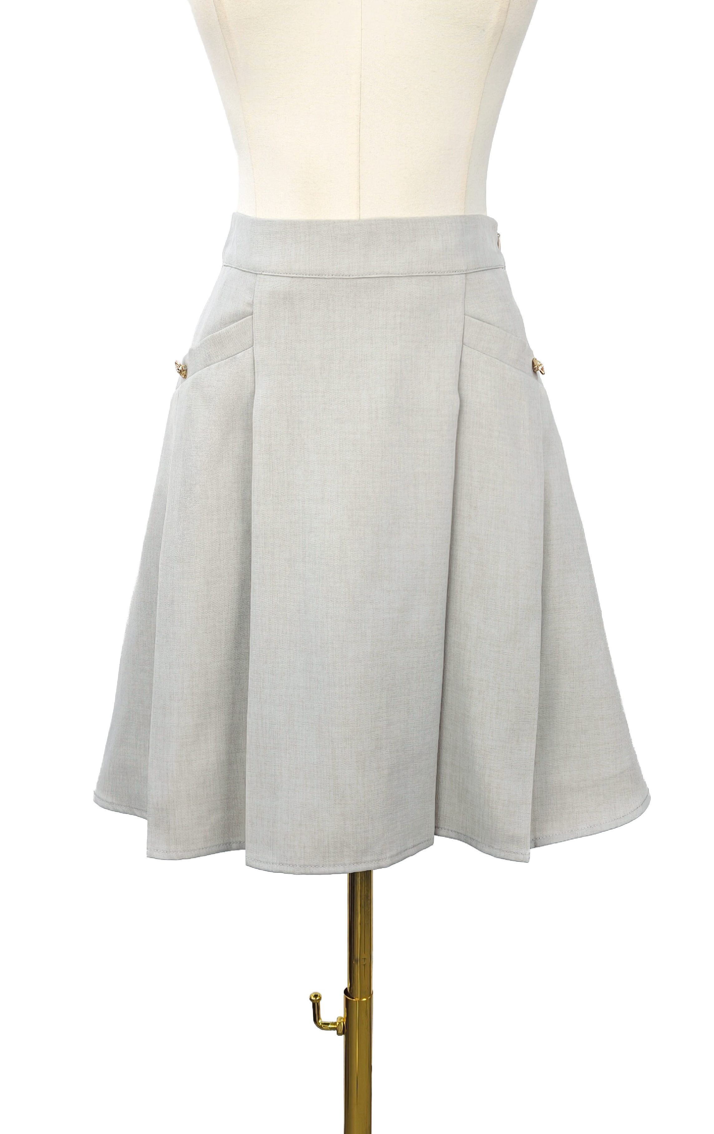 Metal Hardware Accent Side Pocket A-Line Skirt SK0809