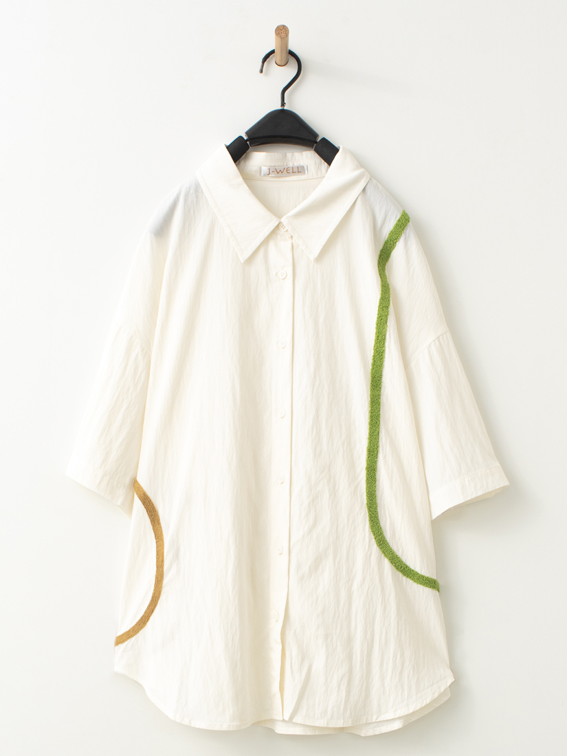 寬鬆造型撞色毛巾繡上衣