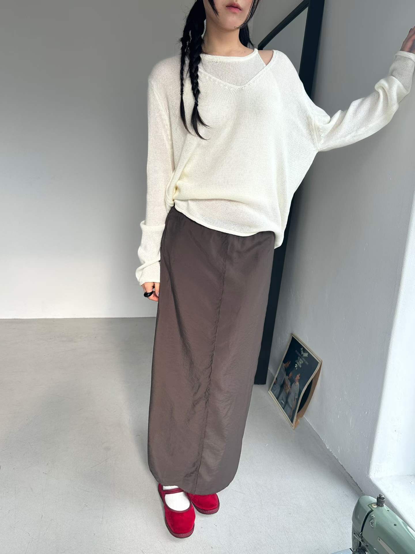 PN6116 後開叉透紗長裙