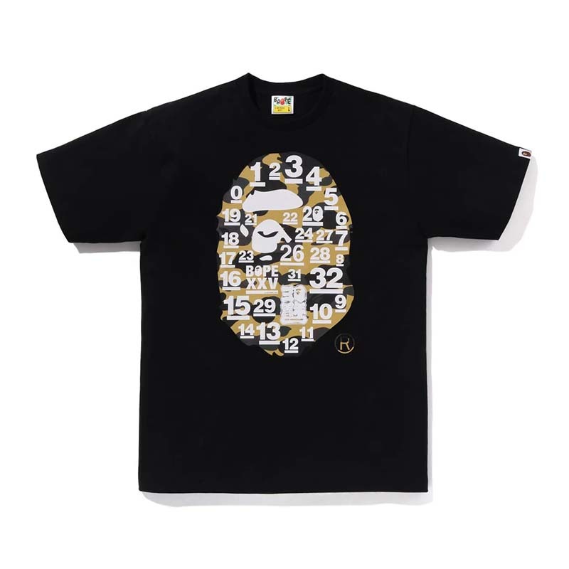 BAPE 32nd Anniv. 1st Camo Big Ape Head Tee 猿人 數字 迷彩 短袖 黑色 RAY-09 [台灣現貨]
