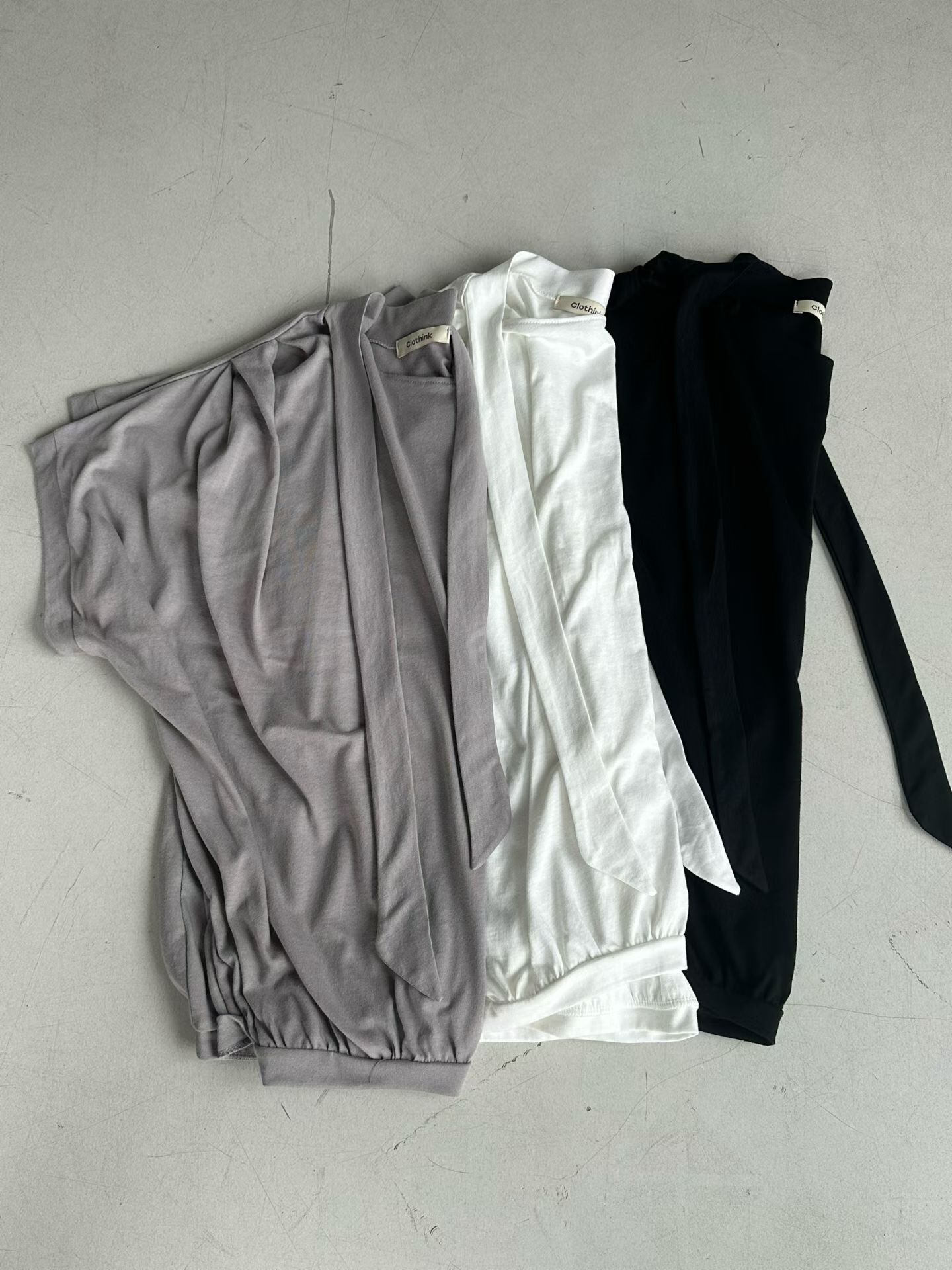 PN6117 抓皺領巾上衣