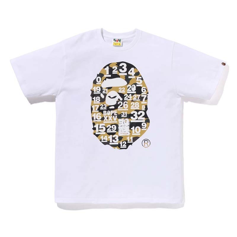 BAPE 32nd Anniv. 1st Camo Big Ape Head Tee 猿人 數字 迷彩 短袖 白色 RAY-10 [台灣現貨]