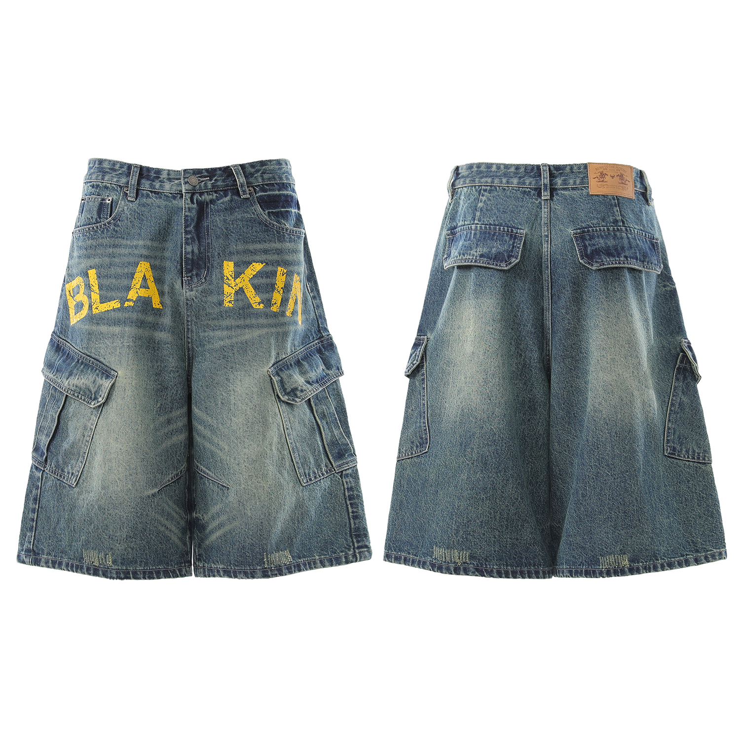 《S.V》噴漆字母闊腿短褲