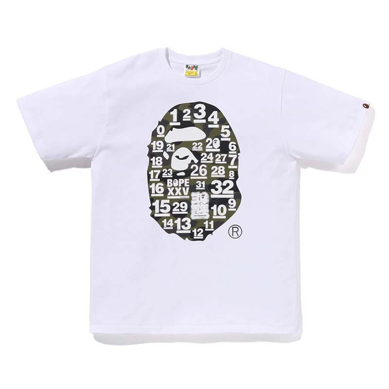 BAPE 32nd Anniv. 1st Camo Big Ape Head Tee 猿人 數字 迷彩 短袖 白色 RAY-11 [台灣現貨]