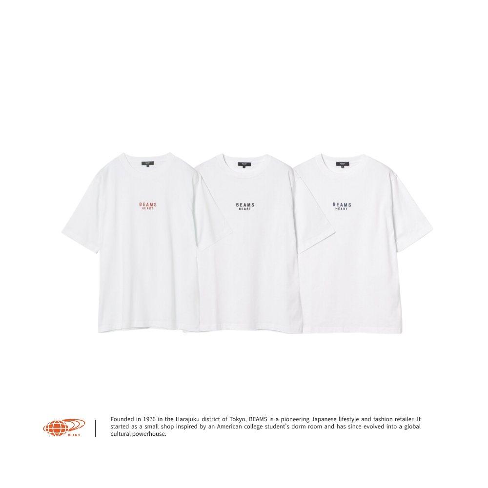 "代購" BEAMS HEART Unisex Logo Embroidered T-shirt Logo 刺繡短T