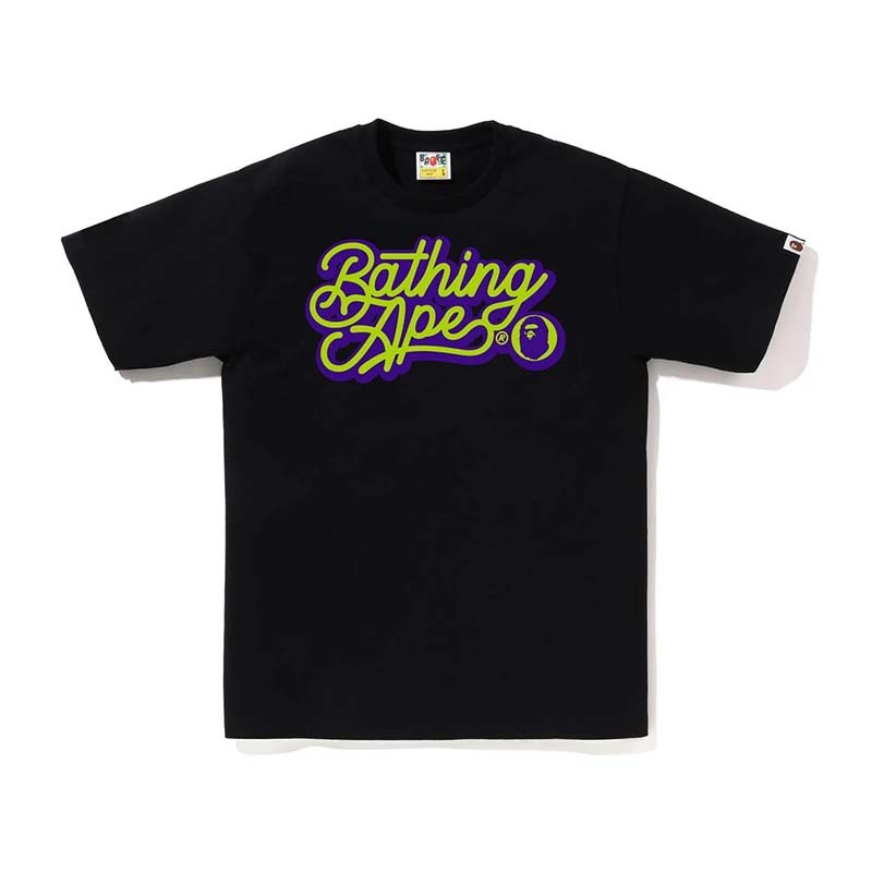 BAPE Bathing Ape Script Logo Tee 草寫字體 短袖 黑色 RAY-15 [台灣現貨]