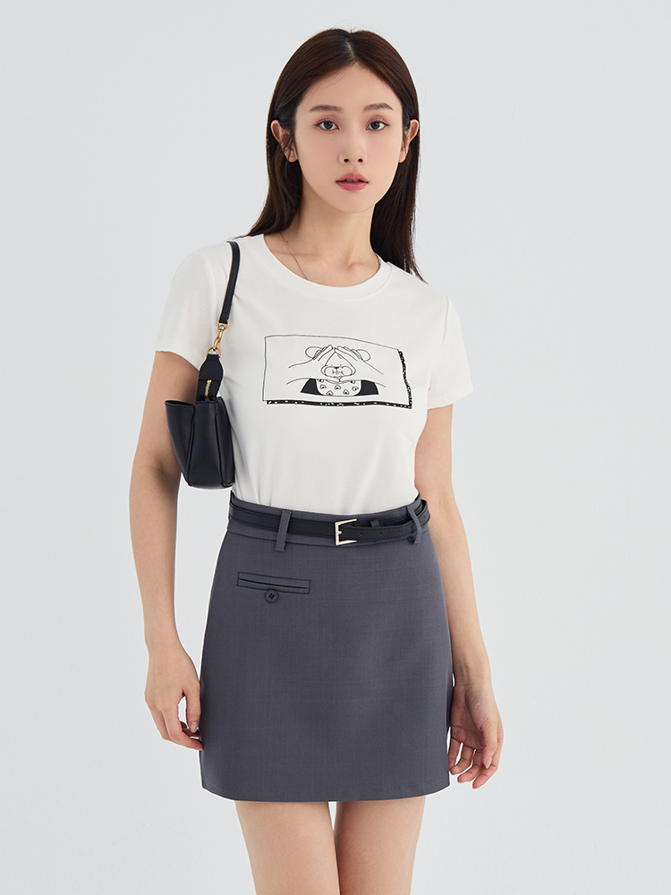 韓系圓領正肩小熊棉TEE