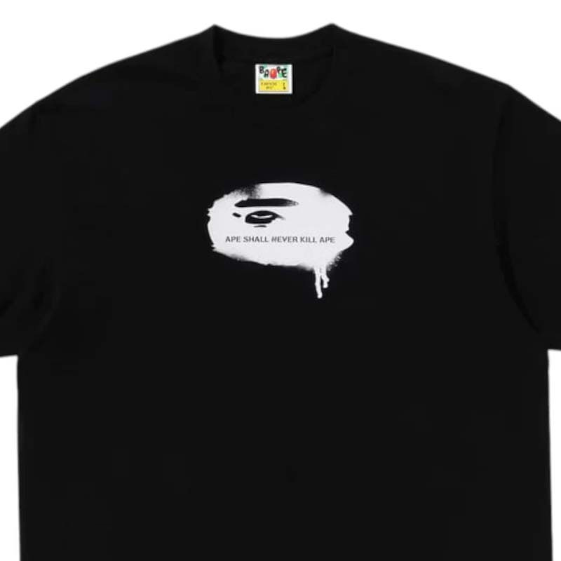 BAPE Graffiti Ape Head Logo Relaxed Fit Tee 版偏大 塗鴉猿人 短袖 黑色 RAY-17 [台灣現貨]