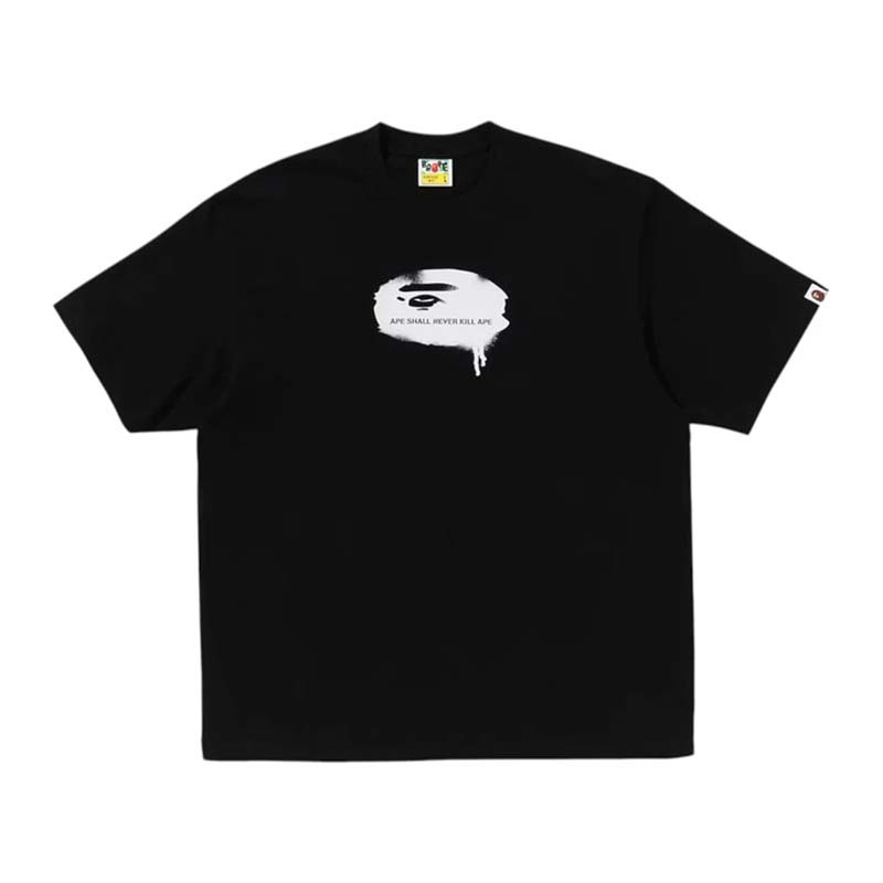 BAPE Graffiti Ape Head Logo Relaxed Fit Tee 版偏大 塗鴉猿人 短袖 黑色 RAY-17 [台灣現貨]