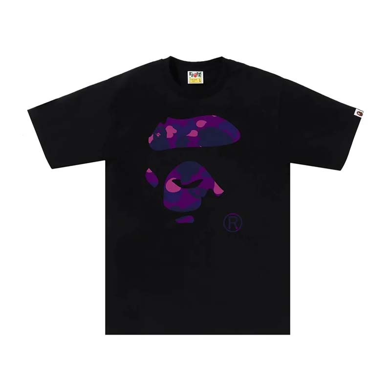 BAPE Color Camo Ape Face Tee 紫迷彩 猿人 短袖 黑色 RAY-21 [台灣現貨]
