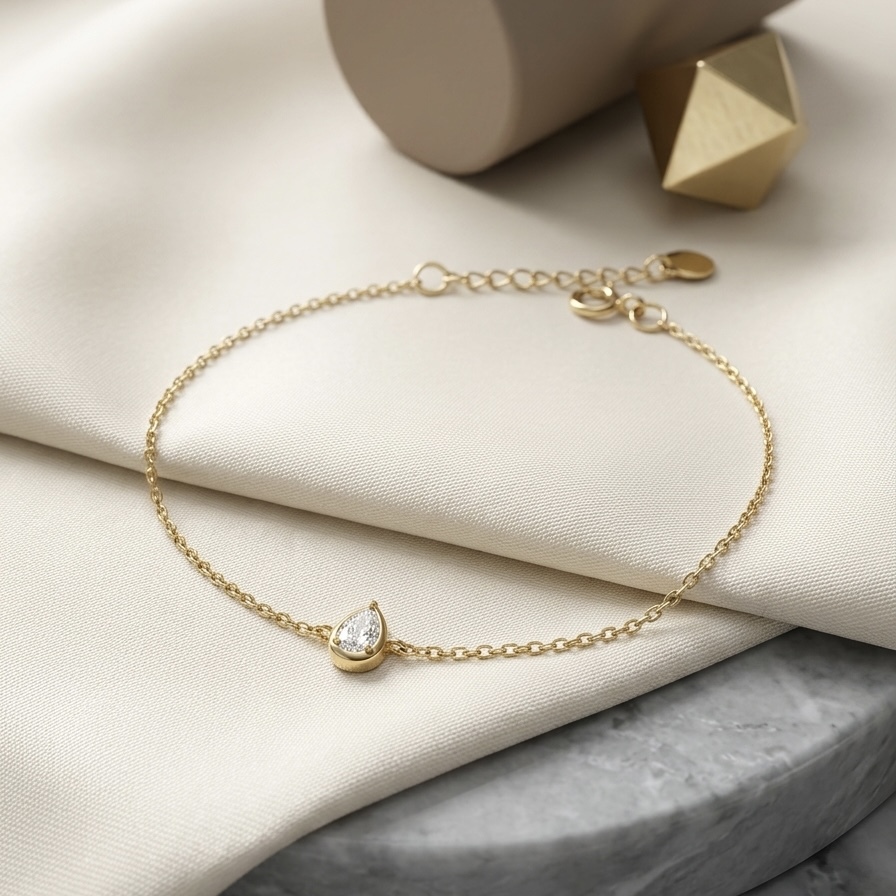 18K金泡泡鑽石手鏈  - 水滴形