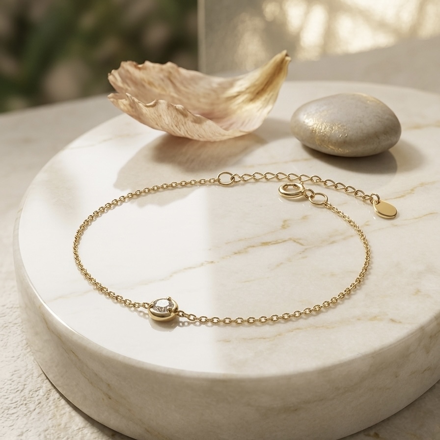 18K金泡泡鑽石手鏈 - 圓形