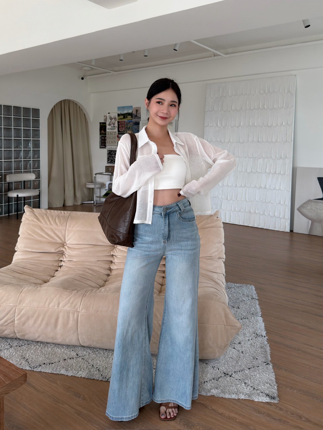 翻領透透排釦上衣