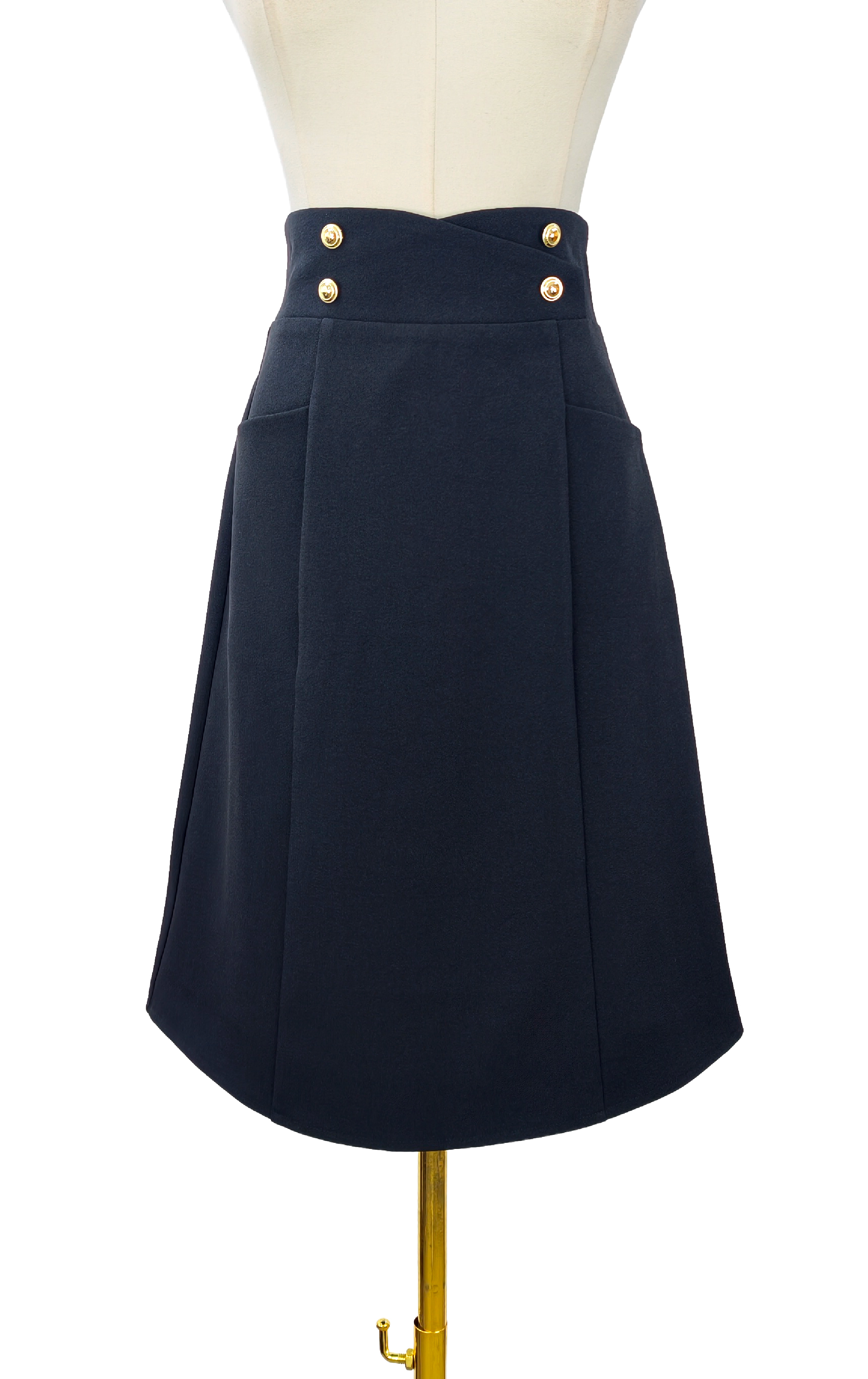 Double-Breasted A-Line Skirt with Cross-Front Waist SK0805