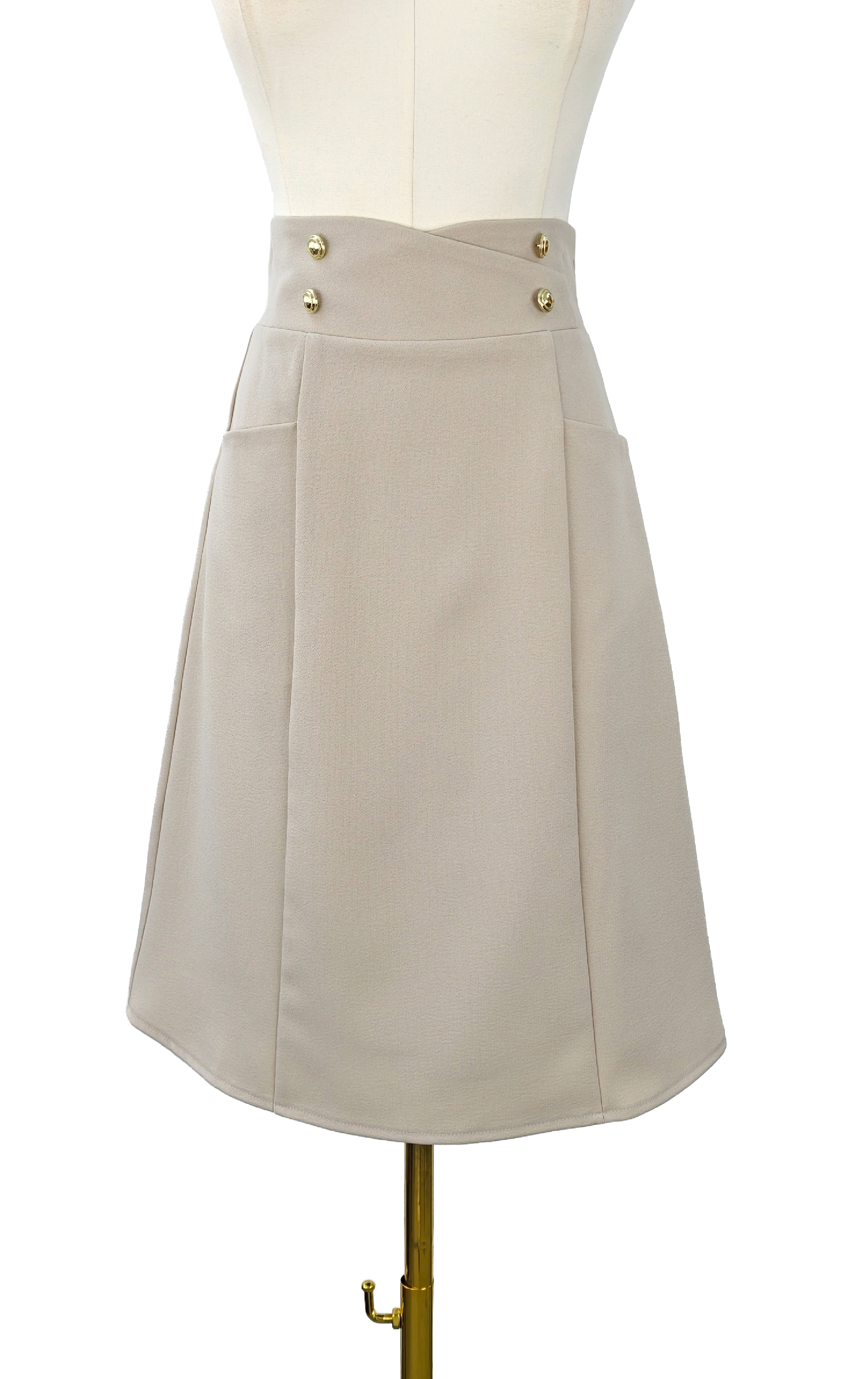 Double-Breasted A-Line Skirt with Cross-Front Waist SK0805