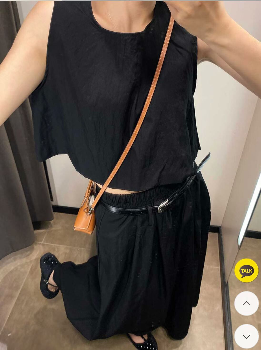 PN6125 微皺皮帶長裙