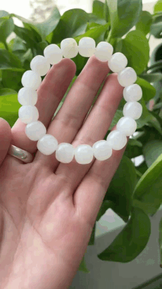 416733 和田玉籽料羊脂白玉手串 (10-12mm直徑)