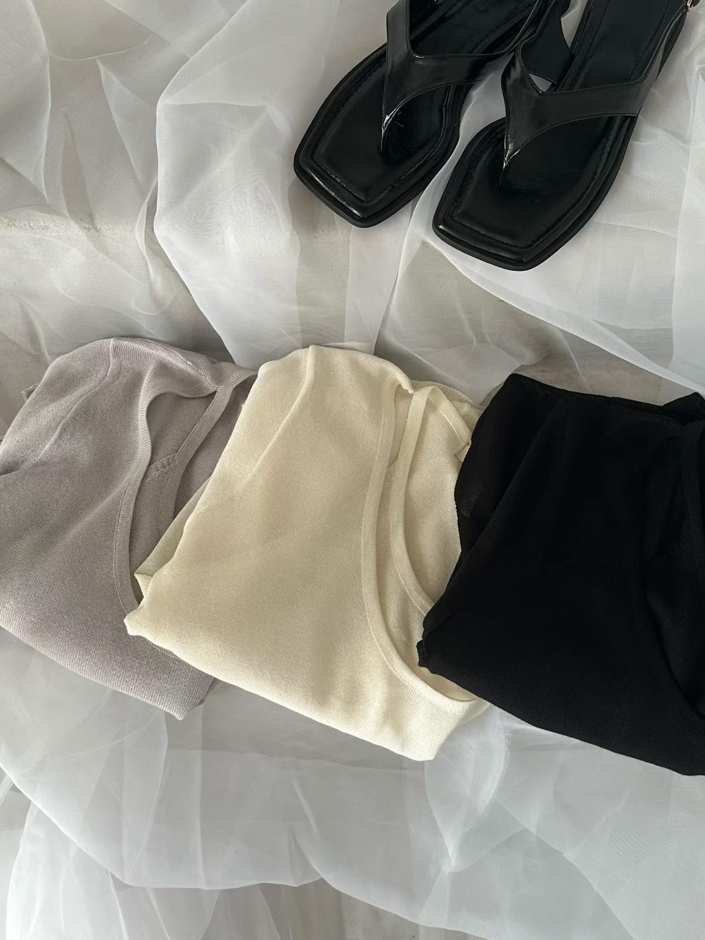 PN6128 假兩件圓領針織上衣