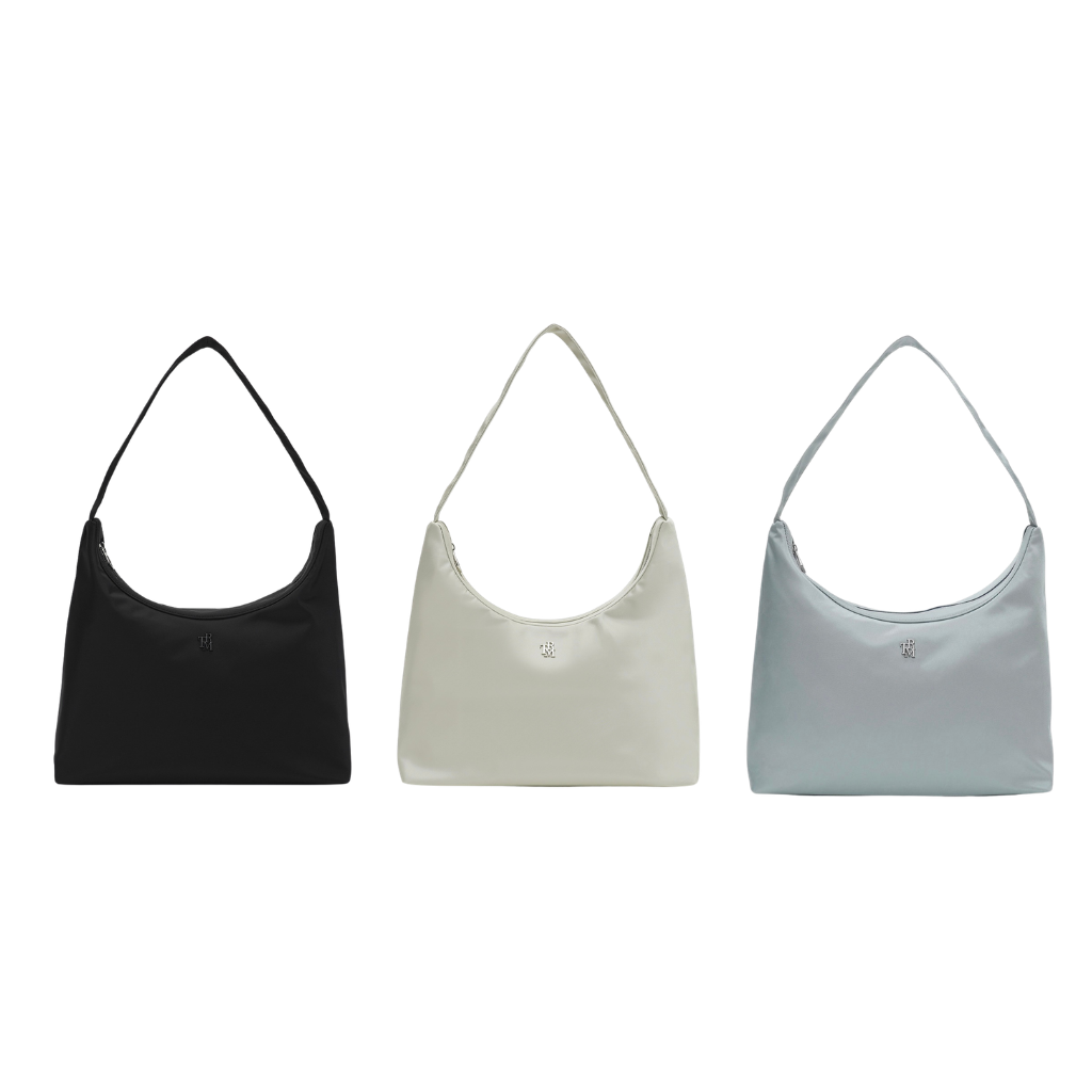 HKBG0501-008 TRM Recycle Nylon Flat hobo bag T17W (A8 Black/B8 Sand Gray/C8 Cool Gray)