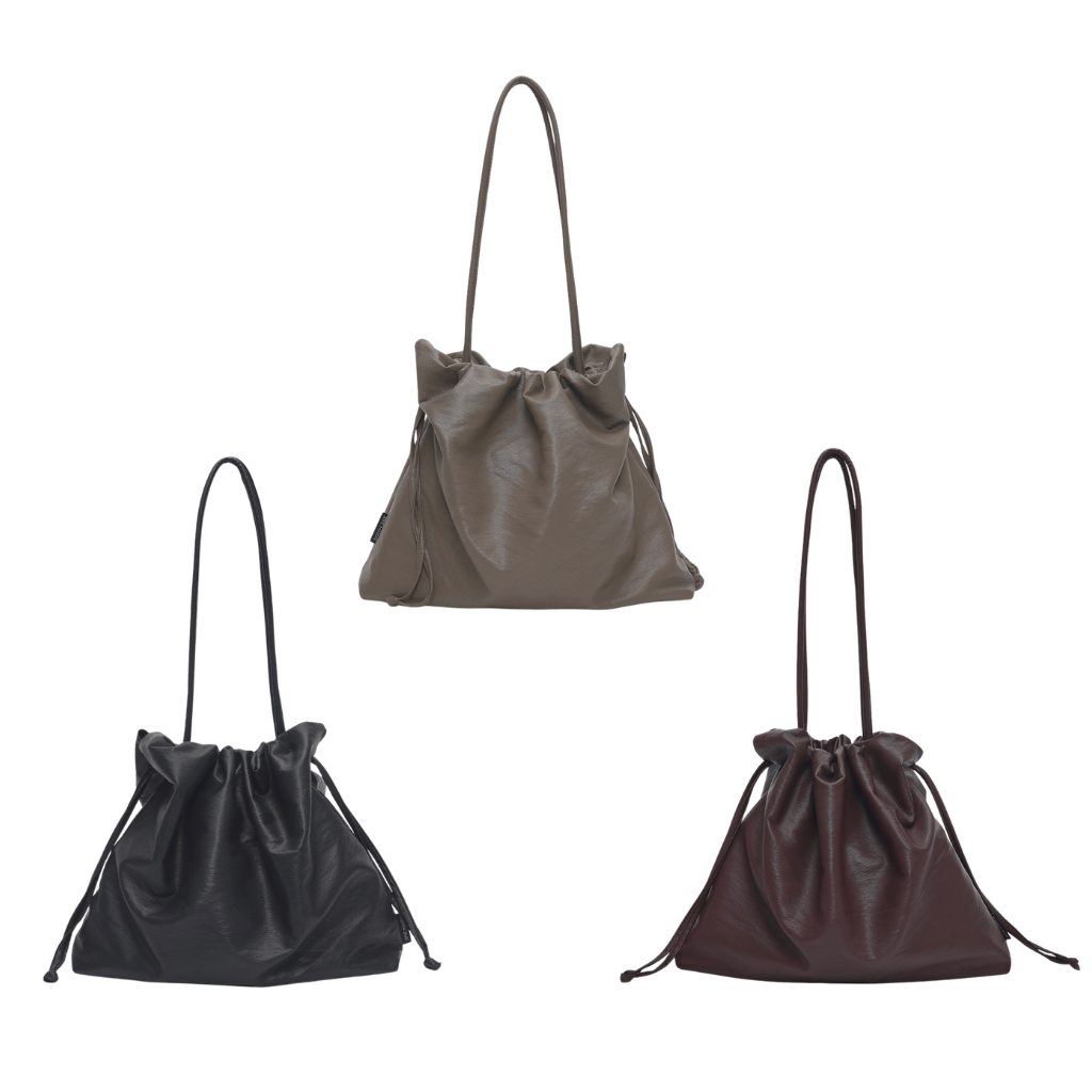 HKBG0501-013 TRM Recycle Leather Soft Slouch Bag T55P (A13 Black/B13 Mocha Mud/C13 Berry Brown)