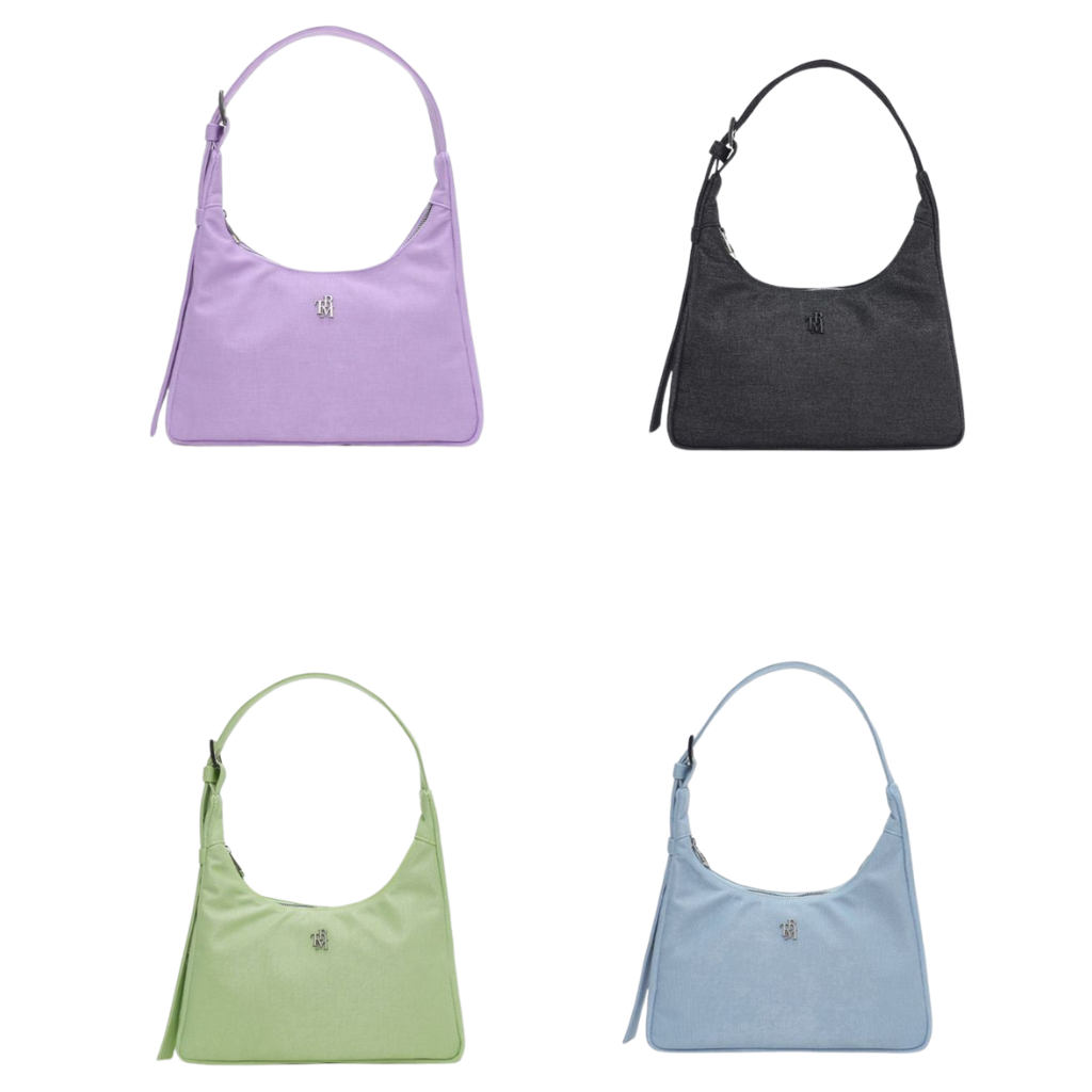 HKBG0501-009 TRM Recycled Cotton Eyelet hobo bag T19C (A9 Black/B9 Lime/C9 Sky Blue/F9 Lilac)