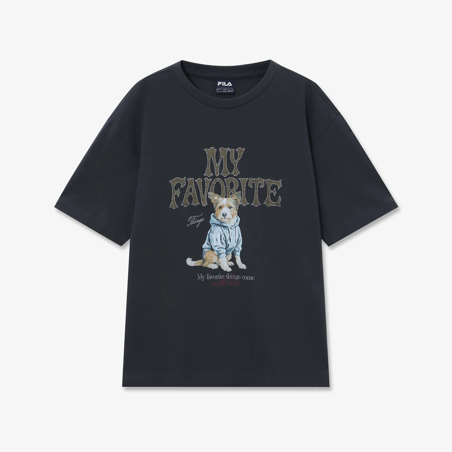 FILA My T-Shirt Unisex Semi-Oversized Fit BLACK/CHARCOAL GRAY
