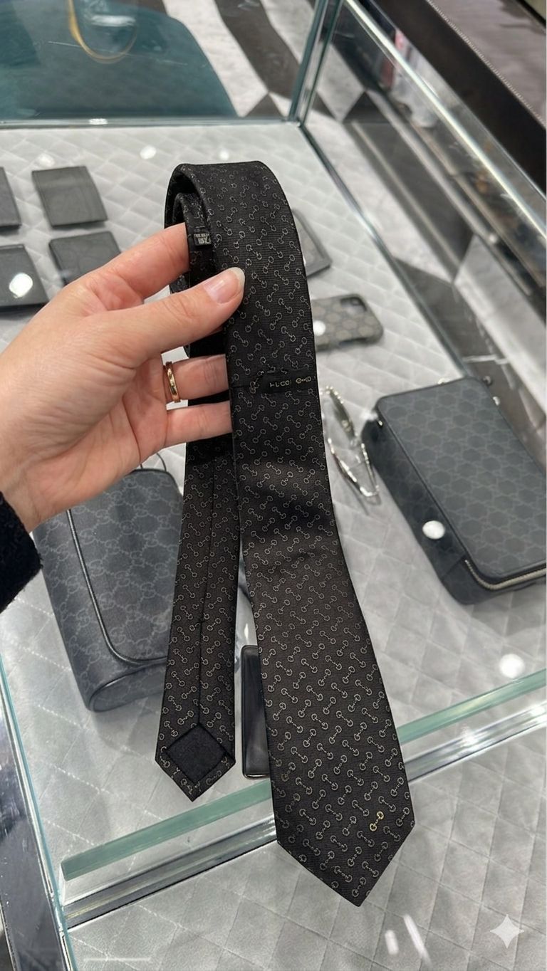 LYS01681 Gucci Horsebit真絲提花領帶