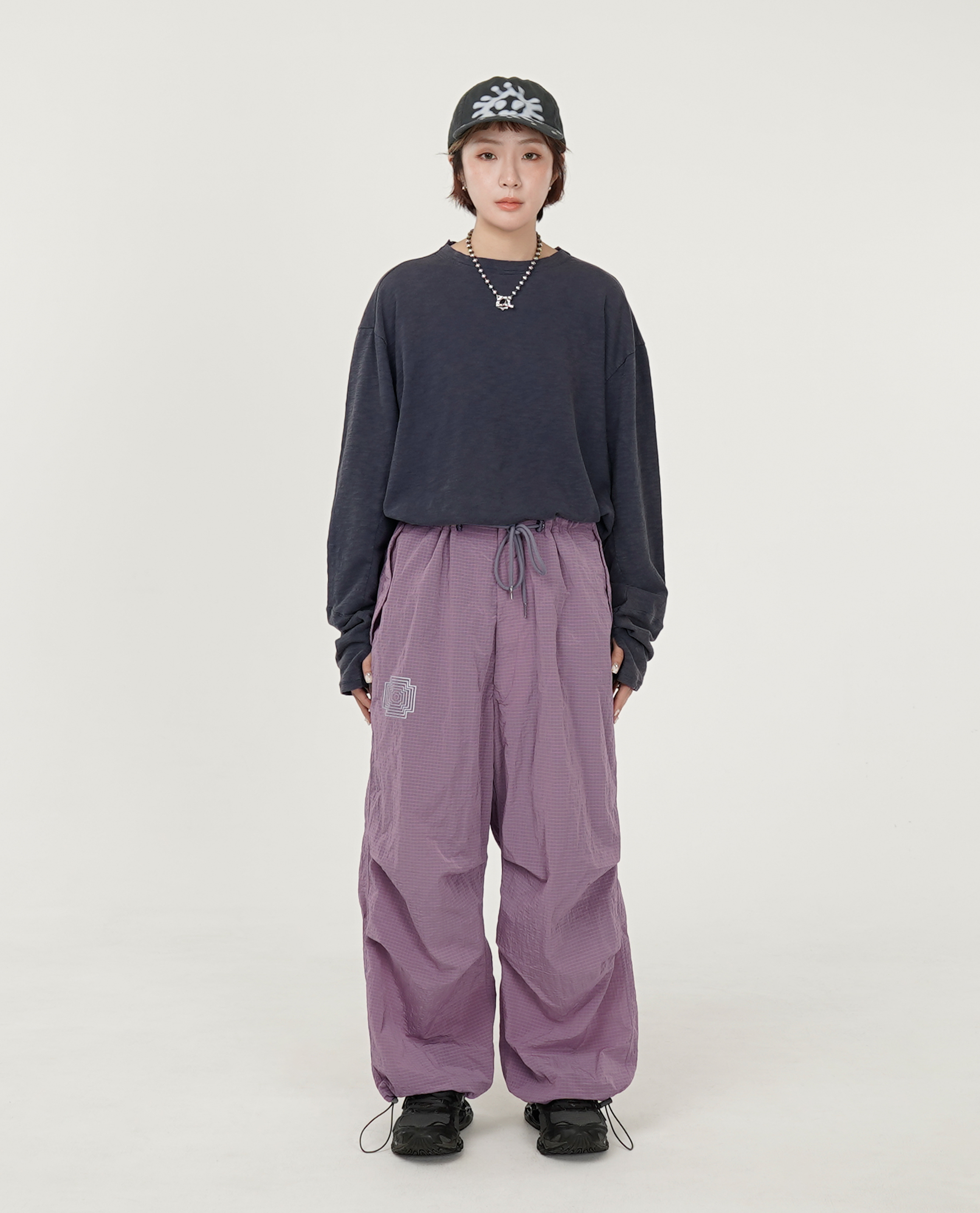 OPOISM 尼龍小格紋抗撕裂軍褲