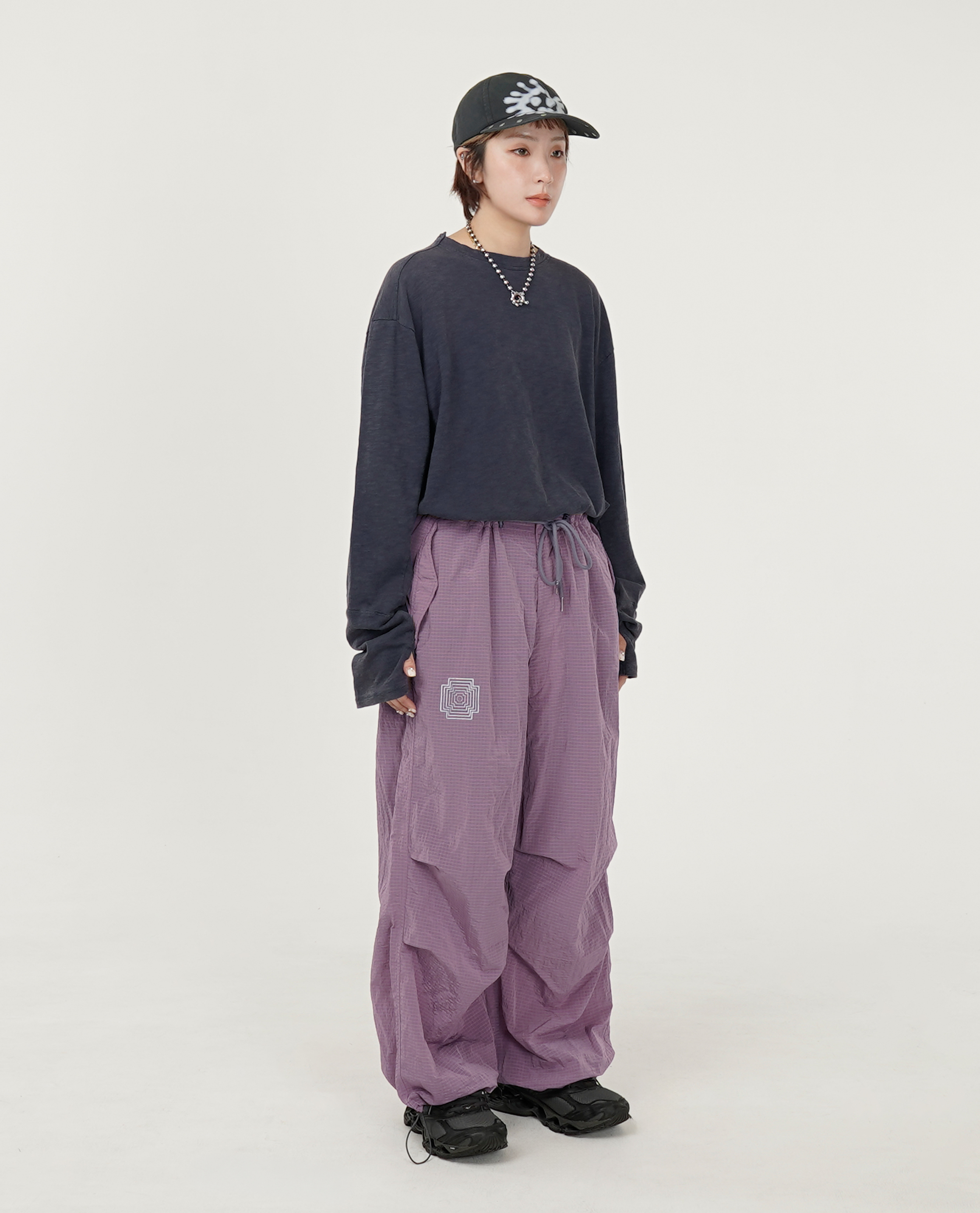 OPOISM 尼龍小格紋抗撕裂軍褲