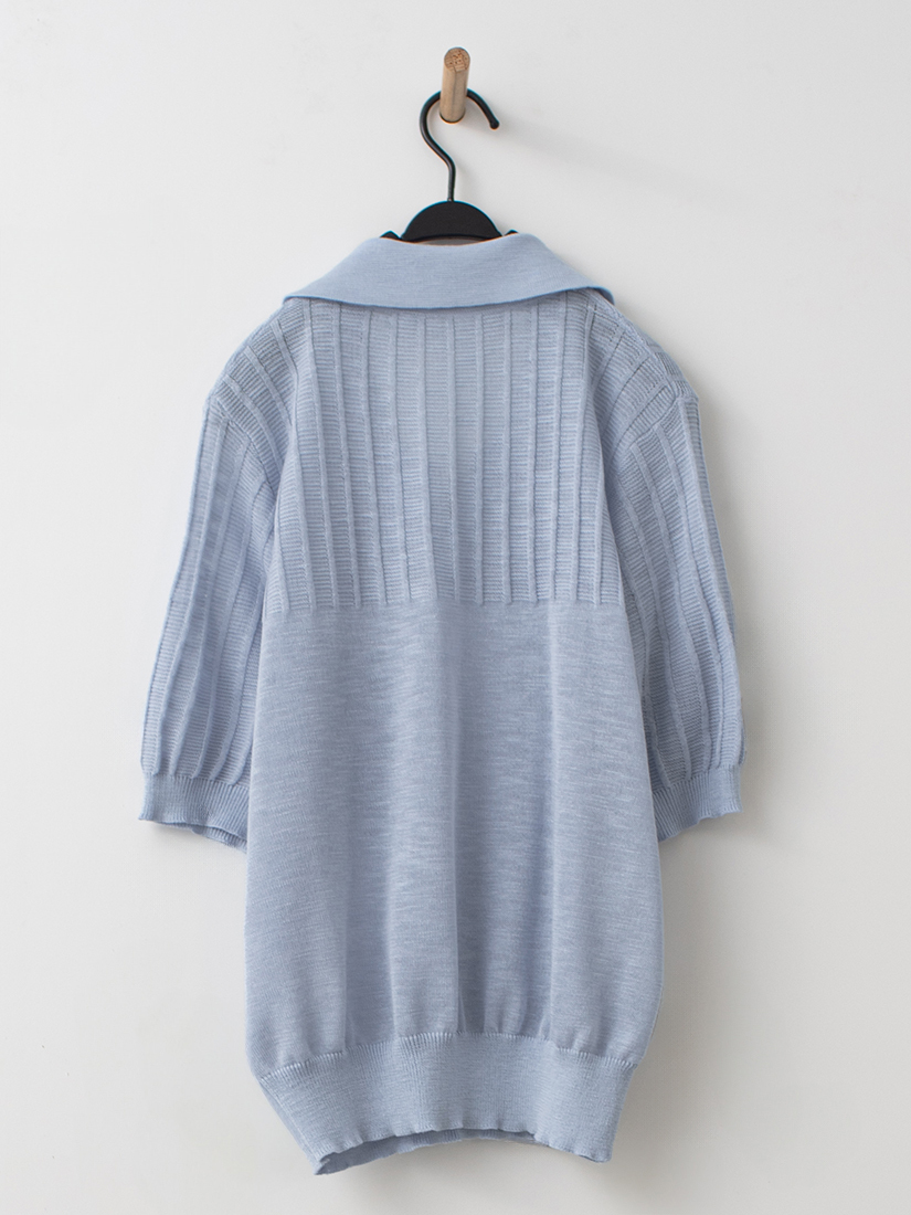 日系慵懶風開襟V領透織竹節感針織上衣