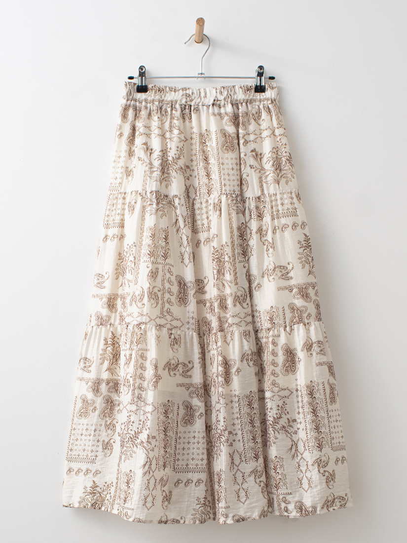 波西米亞變形蟲圖騰天絲棉麻層次蛋糕裙