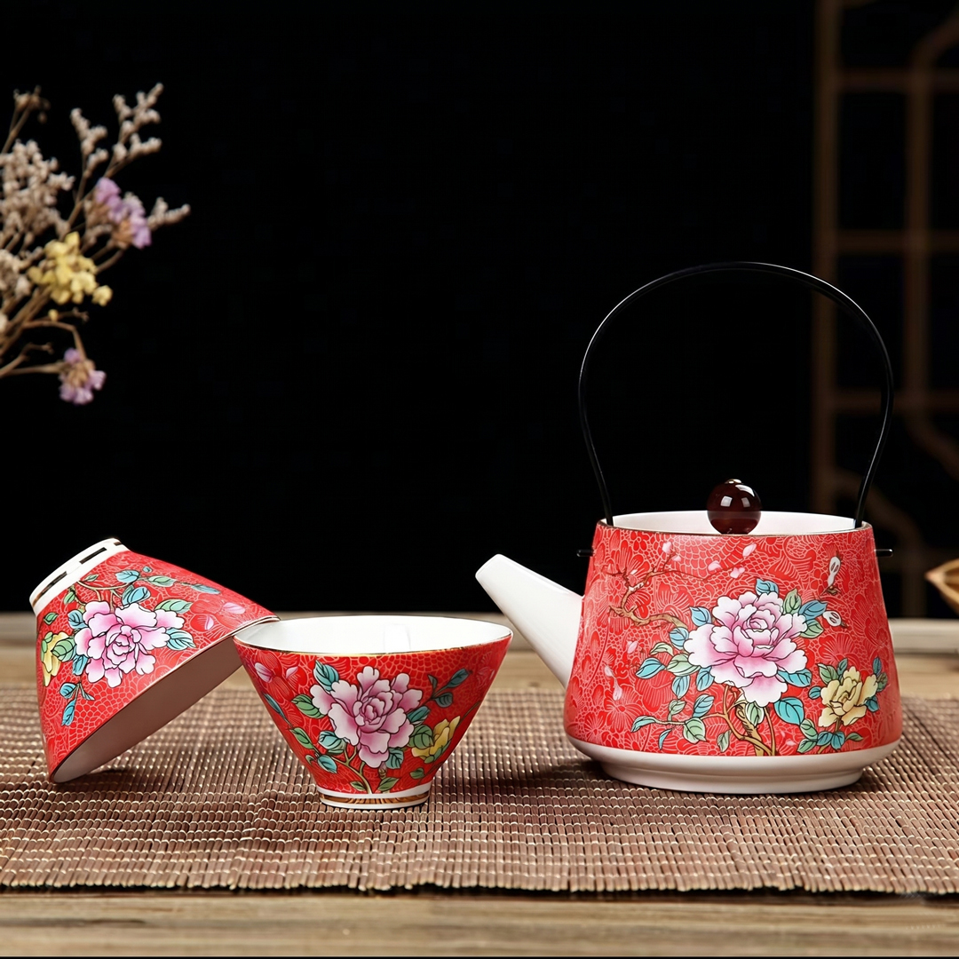 花開富貴1壺2杯茶具組｜典雅花紋 高質感品茗首選 精緻茶具禮盒