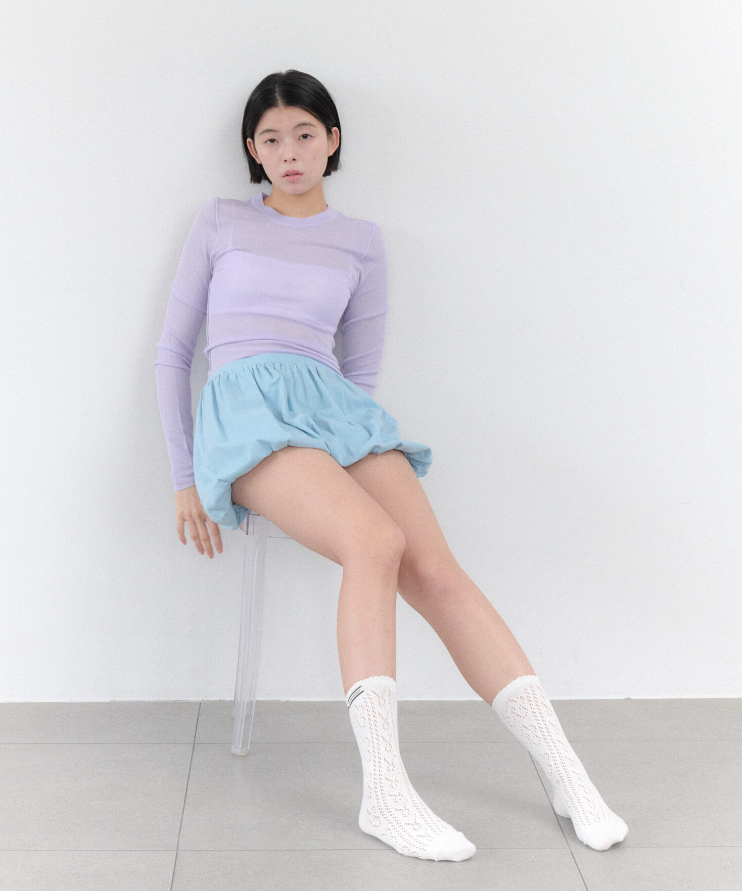 I HATE MONDAY｜Eyelet knit socks (2colors)