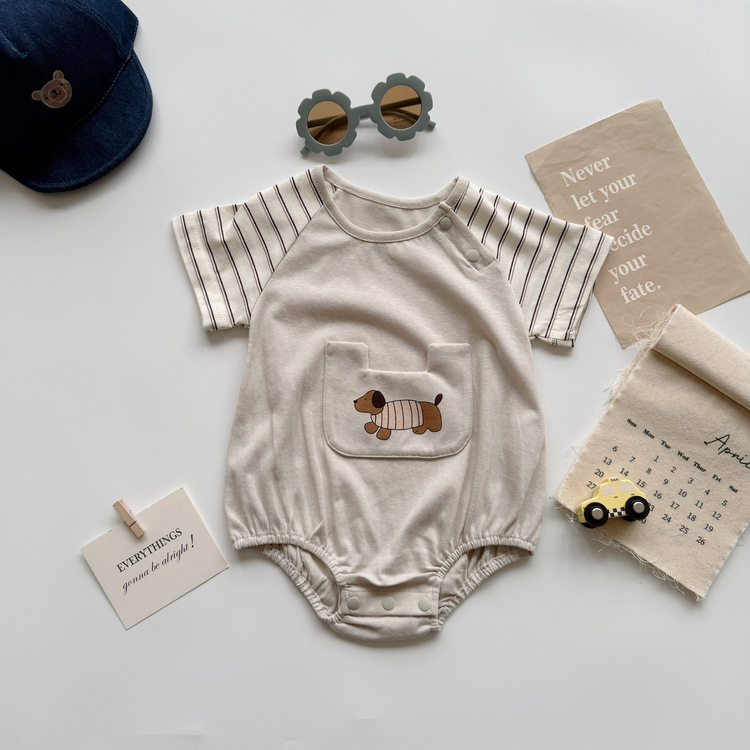 條紋狗狗包屁衣