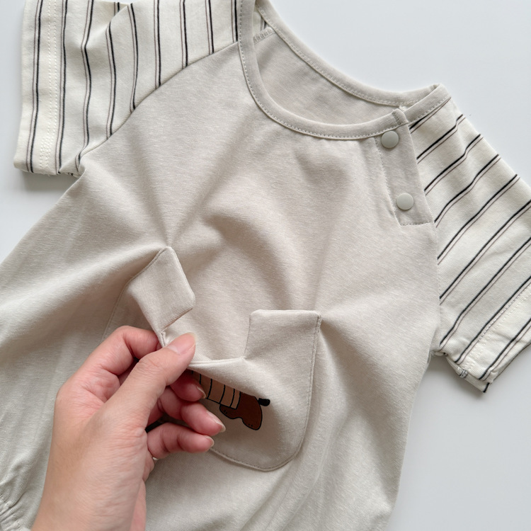 條紋狗狗包屁衣