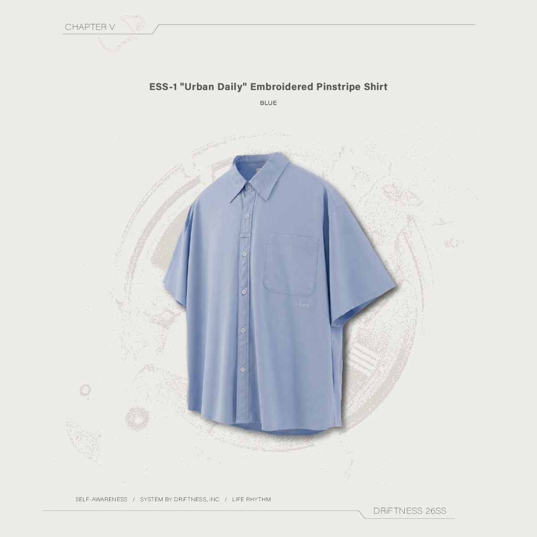 DRiFTNESS｜ESS-1 "Urban Daily" 條紋刺繡襯衫 - Blue