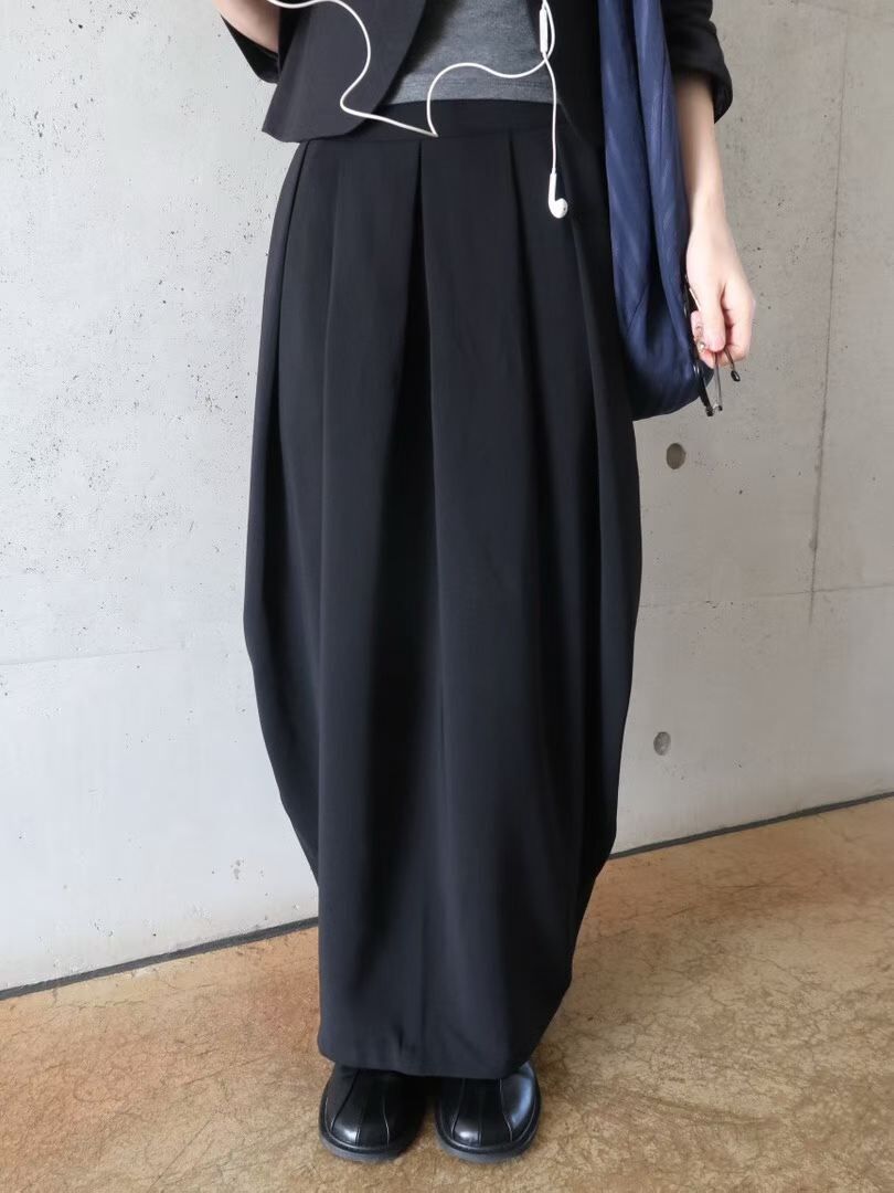 PN6140 百褶繭型長裙