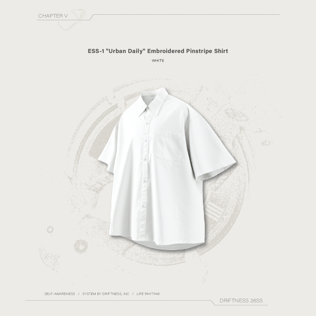 DRiFTNESS｜ESS-1 "Urban Daily" 條紋刺繡襯衫 - White