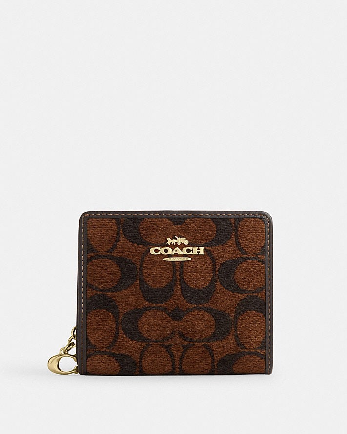 【美國連線】COACH 滿版LOGO 絨布面小短夾 3色 CHOCHWE