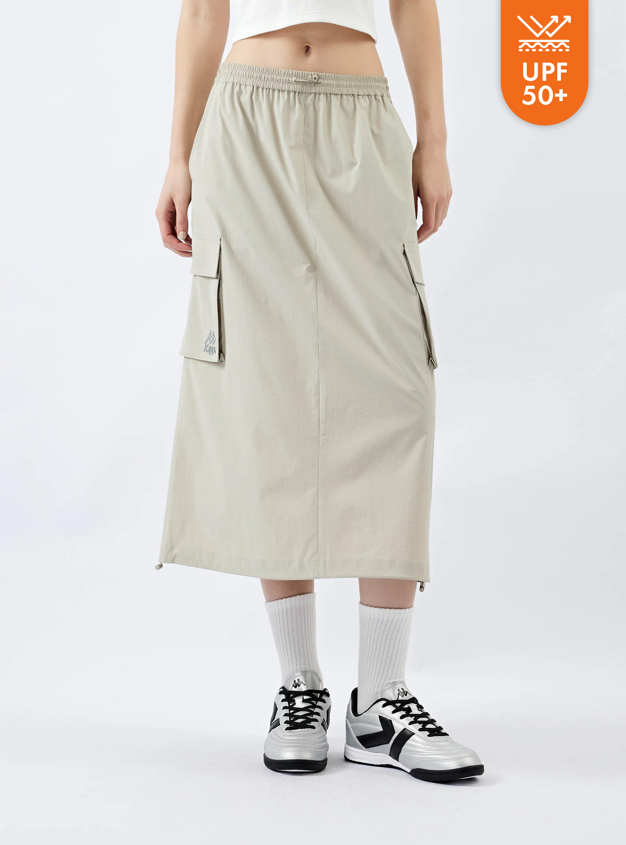 女款 防曬工作口袋抽繩中長裙