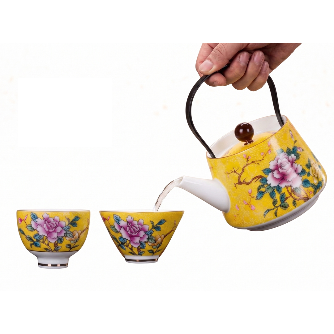 花開富貴1壺2杯茶具組｜典雅花紋 高質感品茗首選 精緻茶具禮盒