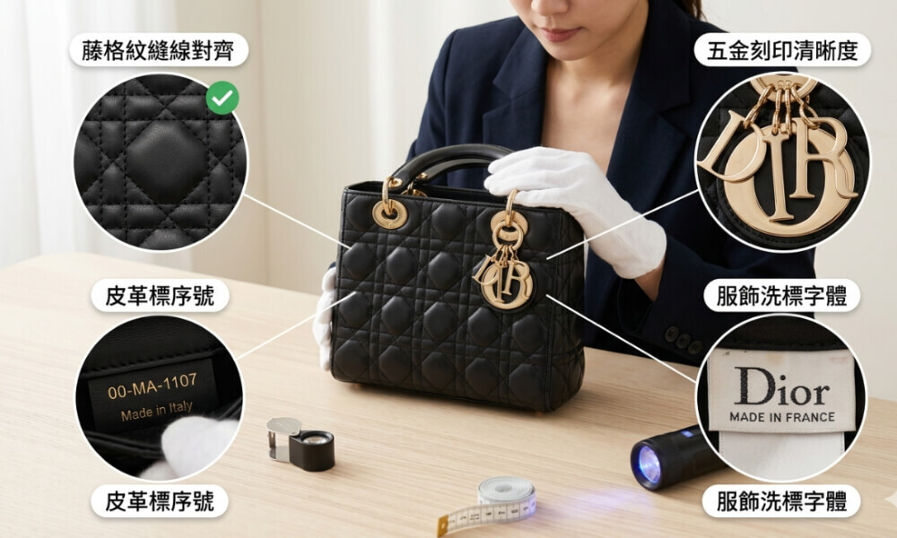 二手 Dior 縫線、五金與刻印細節觀察